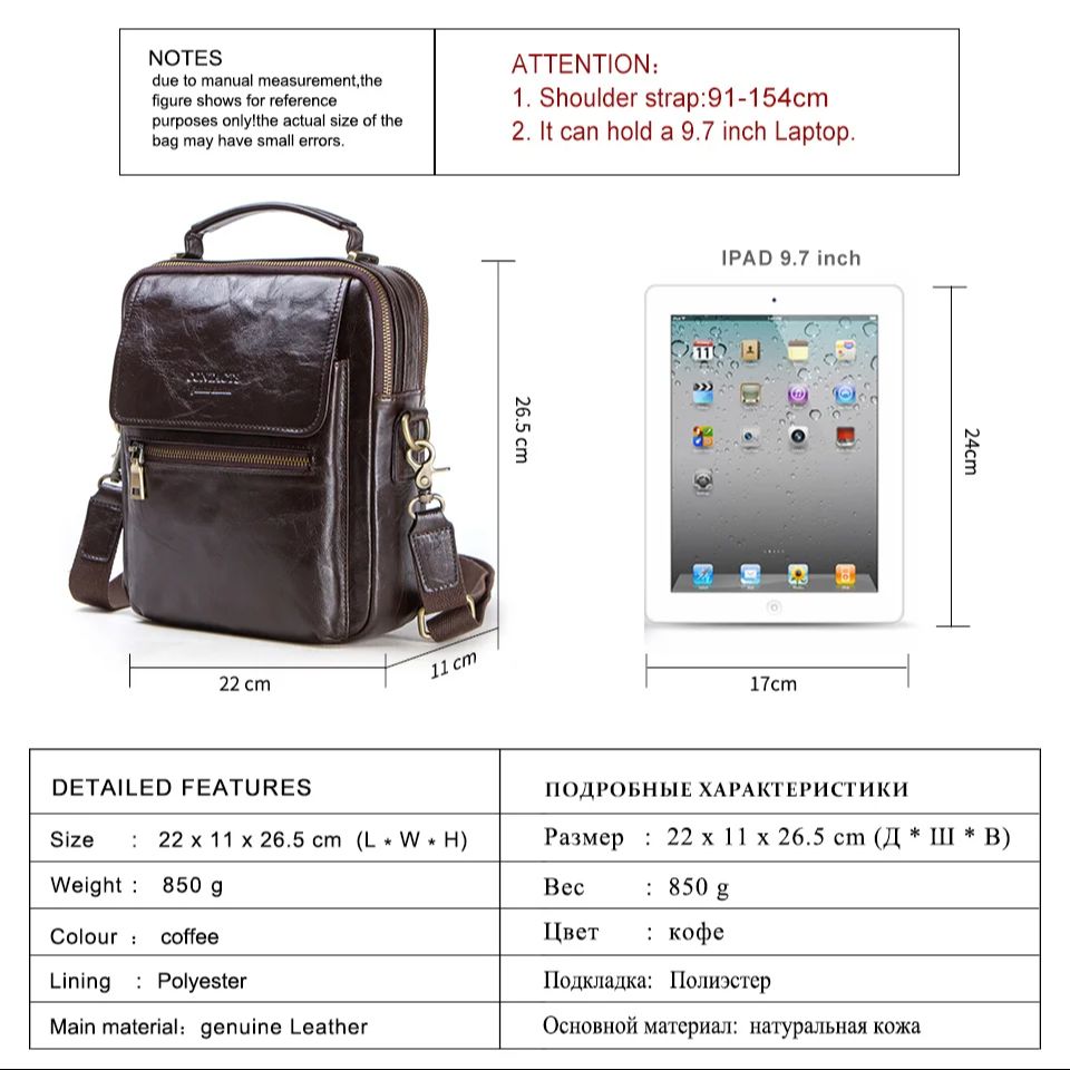 Genuine Leather Sling Shoulder - đánh giá và giá Tablet Shoulder Bag