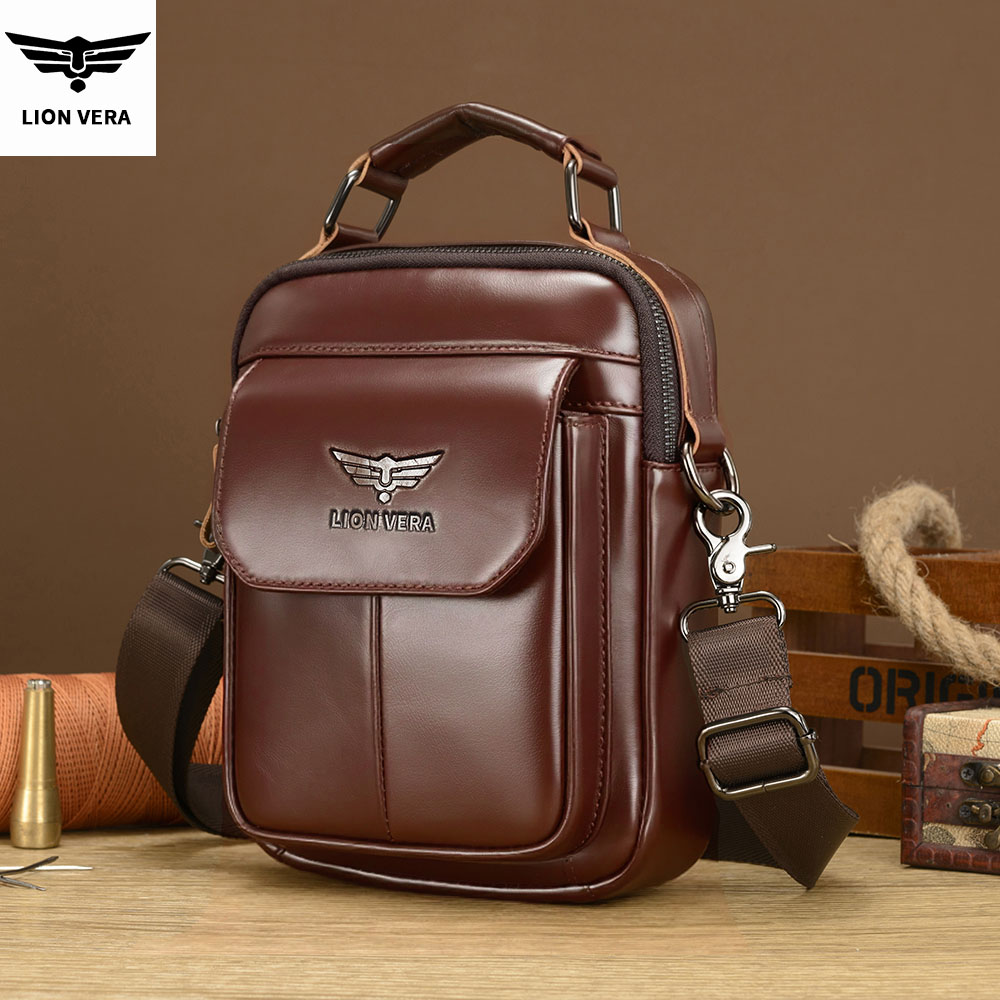 LION VERA Men's Genuine Leathe - đánh giá và giá Tablet Shoulder Bag
