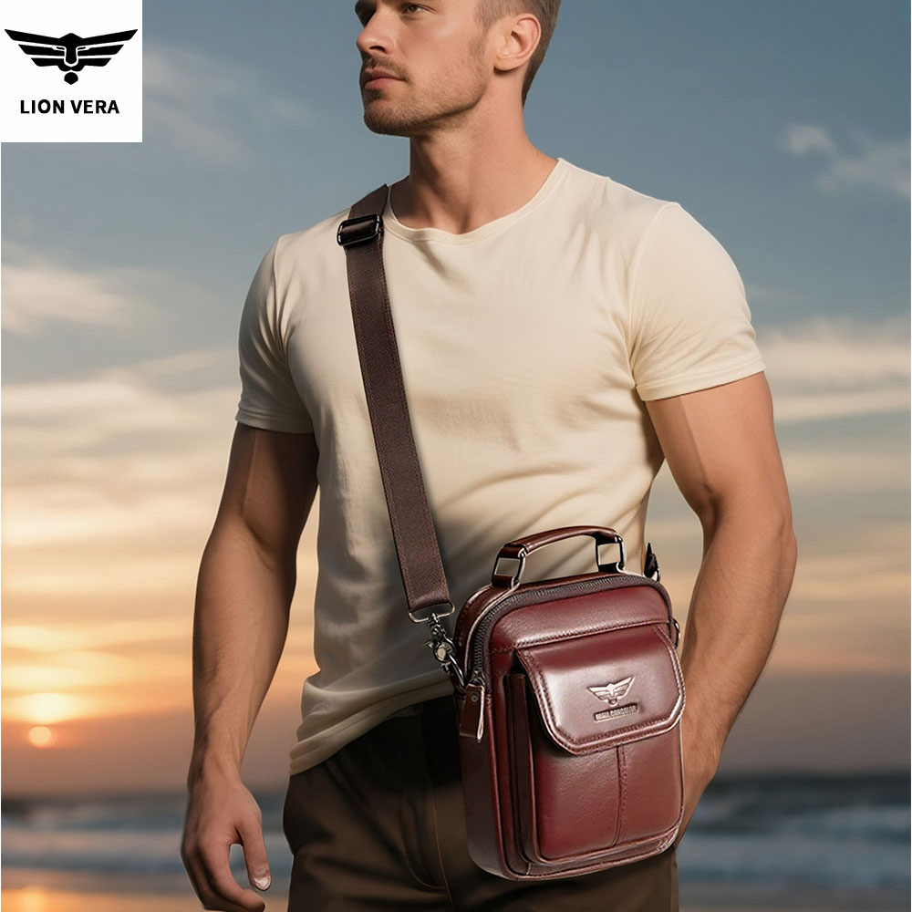 LION VERA Men's Genuine Leathe - đánh giá và giá Tablet Shoulder Bag